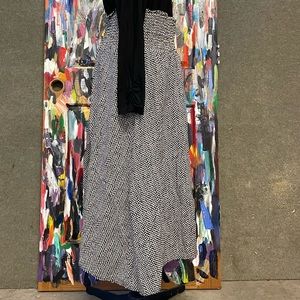 Eileen Fisher Bandhini Organic Long Cotton Skirt Black/White Women's Size XL